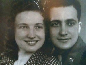 Marie and Al Catania, best friends forever, taken in her home town, Herve, Belgium, in 1945.